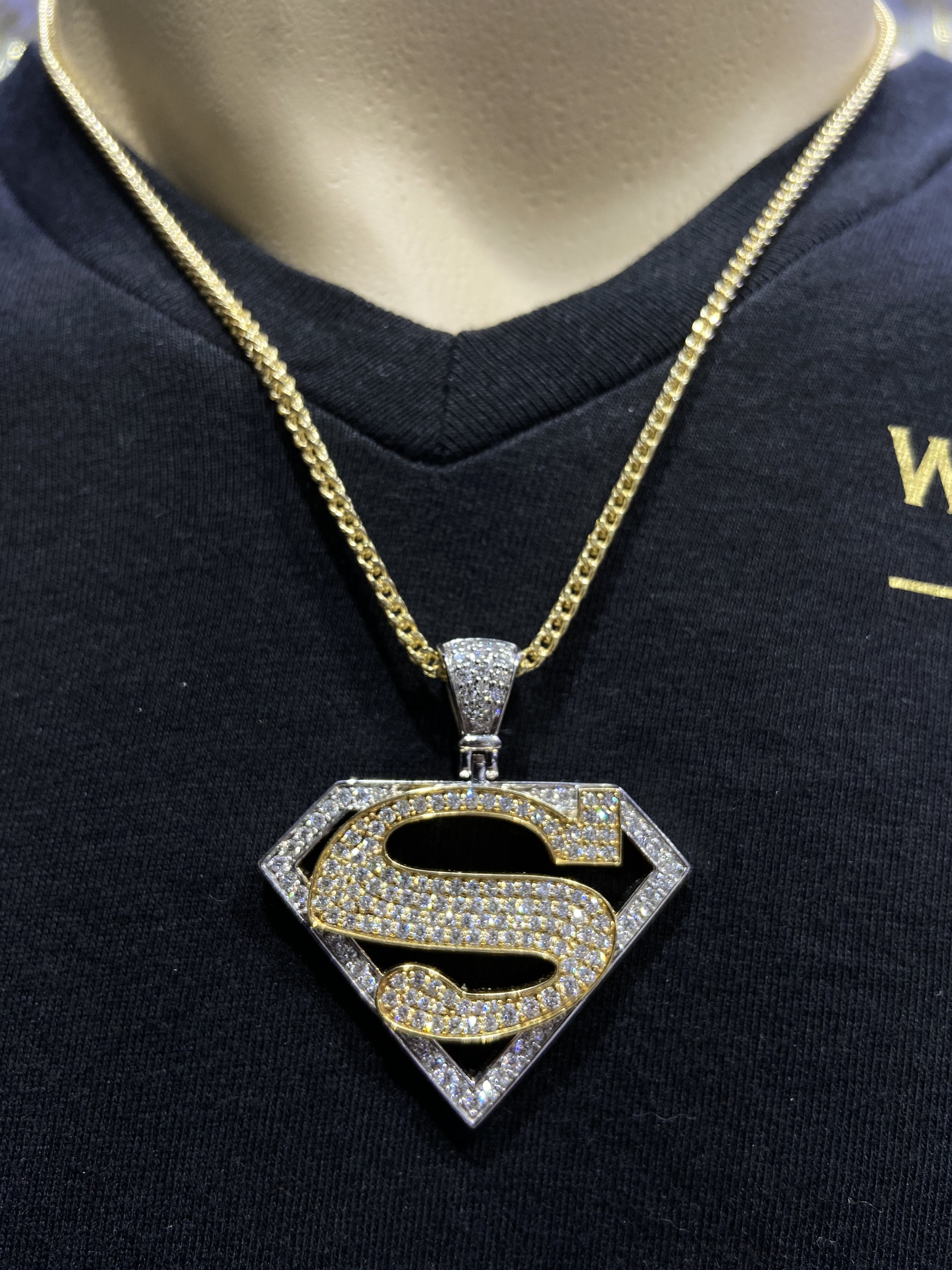 2.15 CT. Diamond Superman Pendant  in 10K Two-Tone Yellow and White Gold - White Carat - USA & Canada