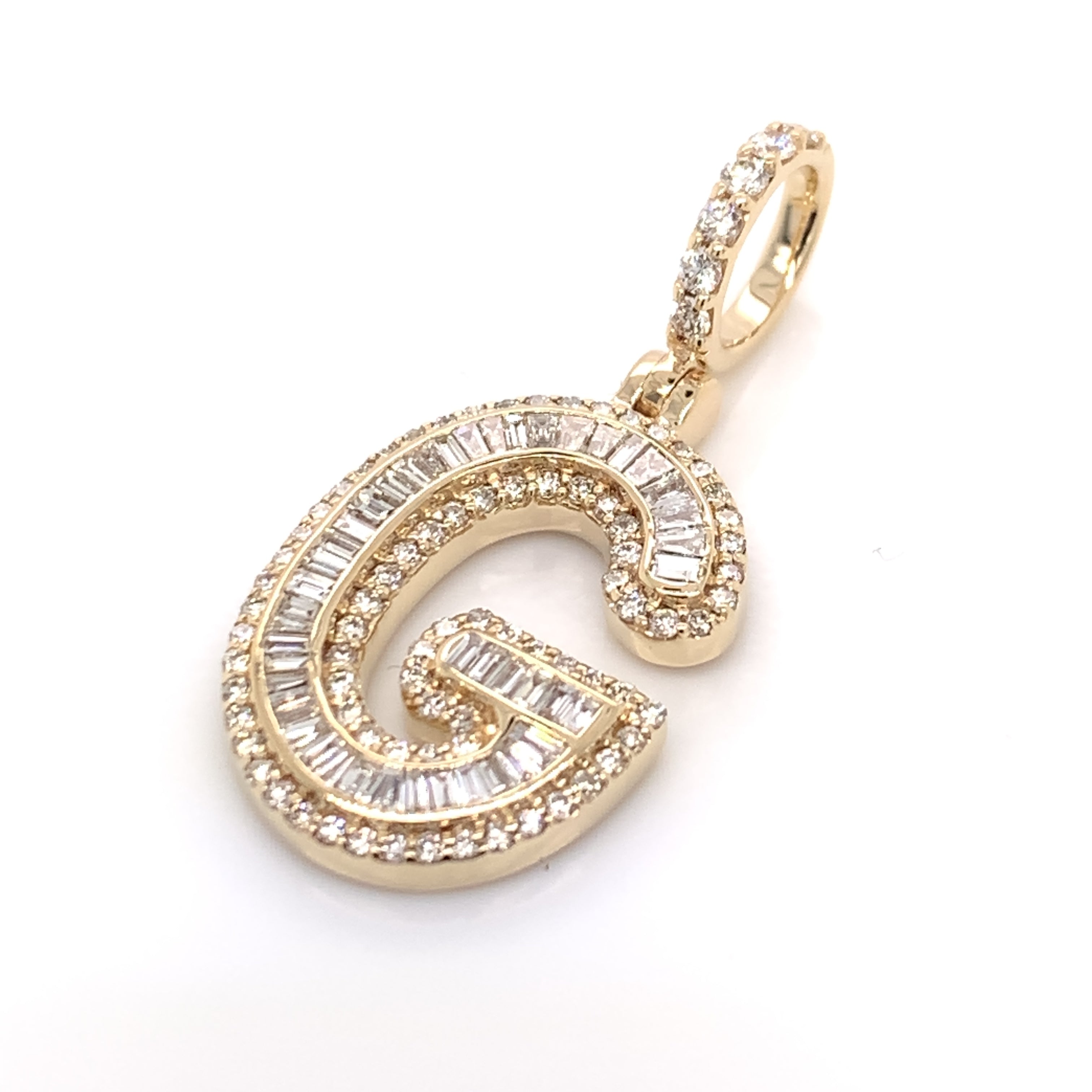 1.00 CT. Diamond Baguette Letter "G" Pendant in 10K Gold - White Carat - USA & Canada
