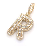 1.00 CT. Diamond Baguette Letter "R" Pendant in 10K Gold - White Carat - USA & Canada