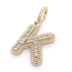 1.00 CT. Diamond Baguette Letter "K" Pendant in 10K Gold - White Carat - USA & Canada