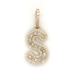 1.00 CT. Diamond Baguette Letter "S" Pendant in 10K Gold - White Carat - USA & Canada