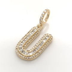 1.00 CT. Diamond Baguette Letter "U" Pendant in 10K Gold - White Carat - USA & Canada
