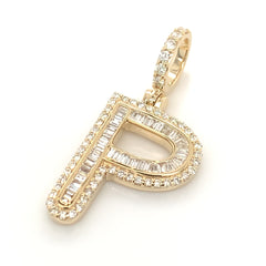 1.00 CT. Diamond Baguette Letter "P" Pendant in 10K Gold - White Carat - USA & Canada