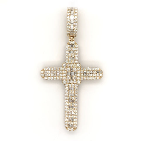 Diamond Baguette Cross Pendant 10K - White Carat - USA & Canada