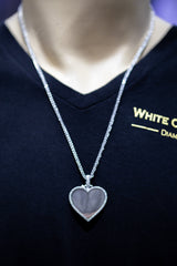 1.00CT Diamond Memory Heart Pendant in 14K White Gold - White Carat Diamonds 