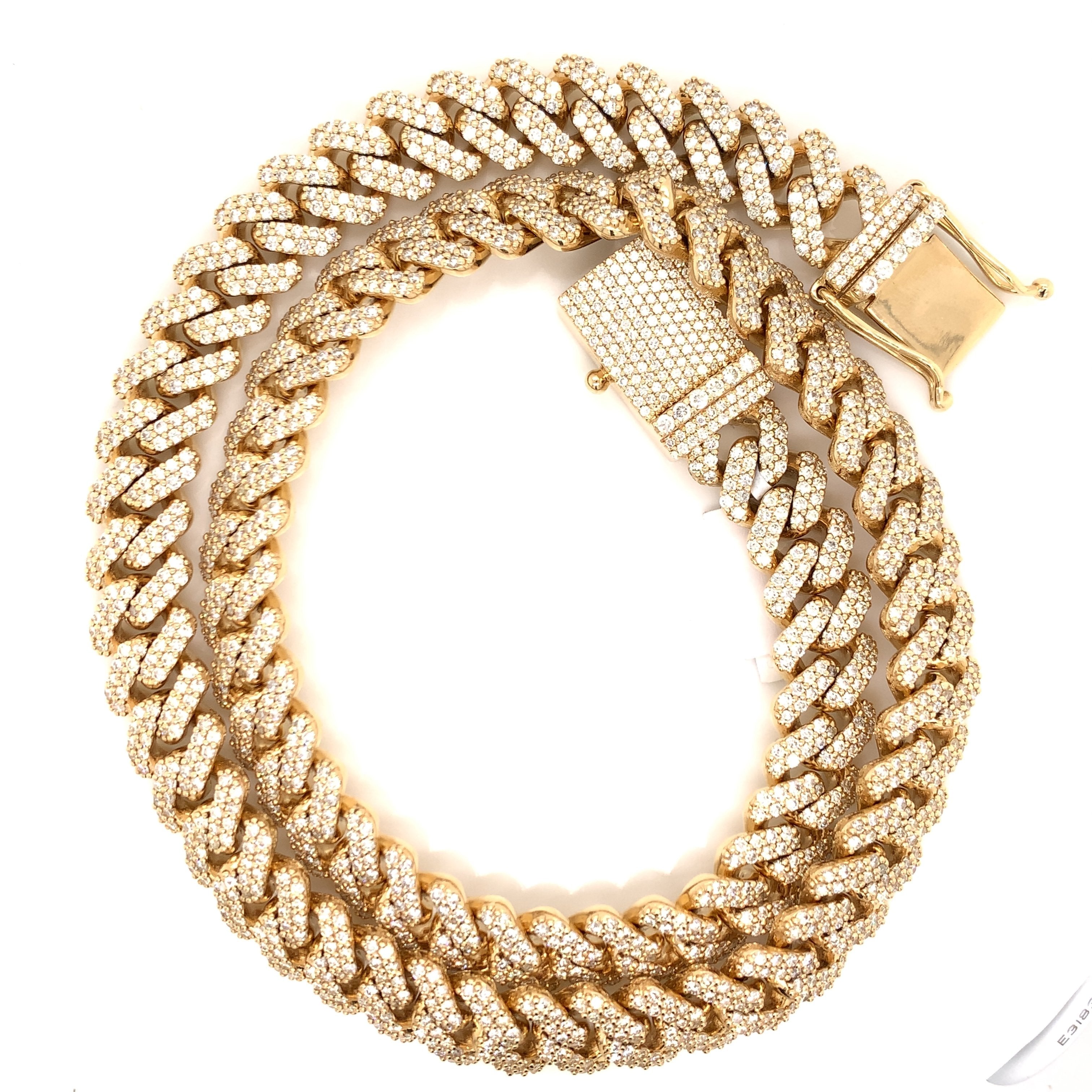 35.00 CT. Diamond Miami Cuban Chain in 14KT Gold - White Carat - USA & Canada
