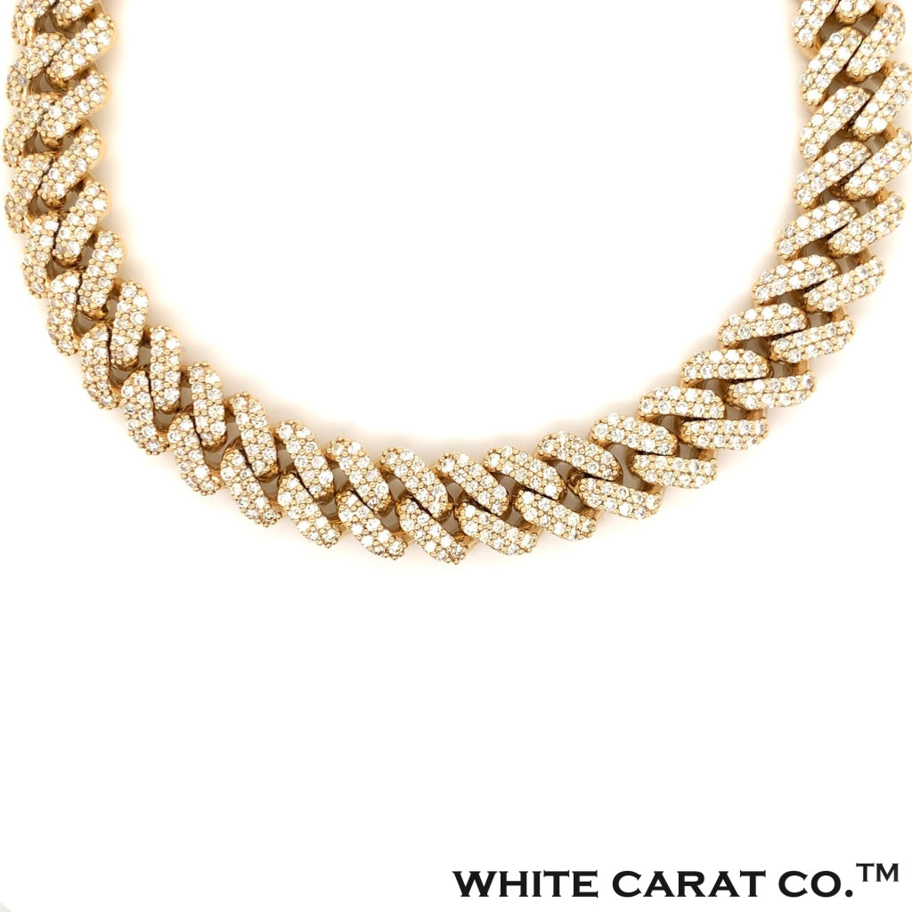 35.00 CT. VVS Diamond Miami Cuban Chain 14KT Gold (13.5mm) - White Carat - USA & Canada