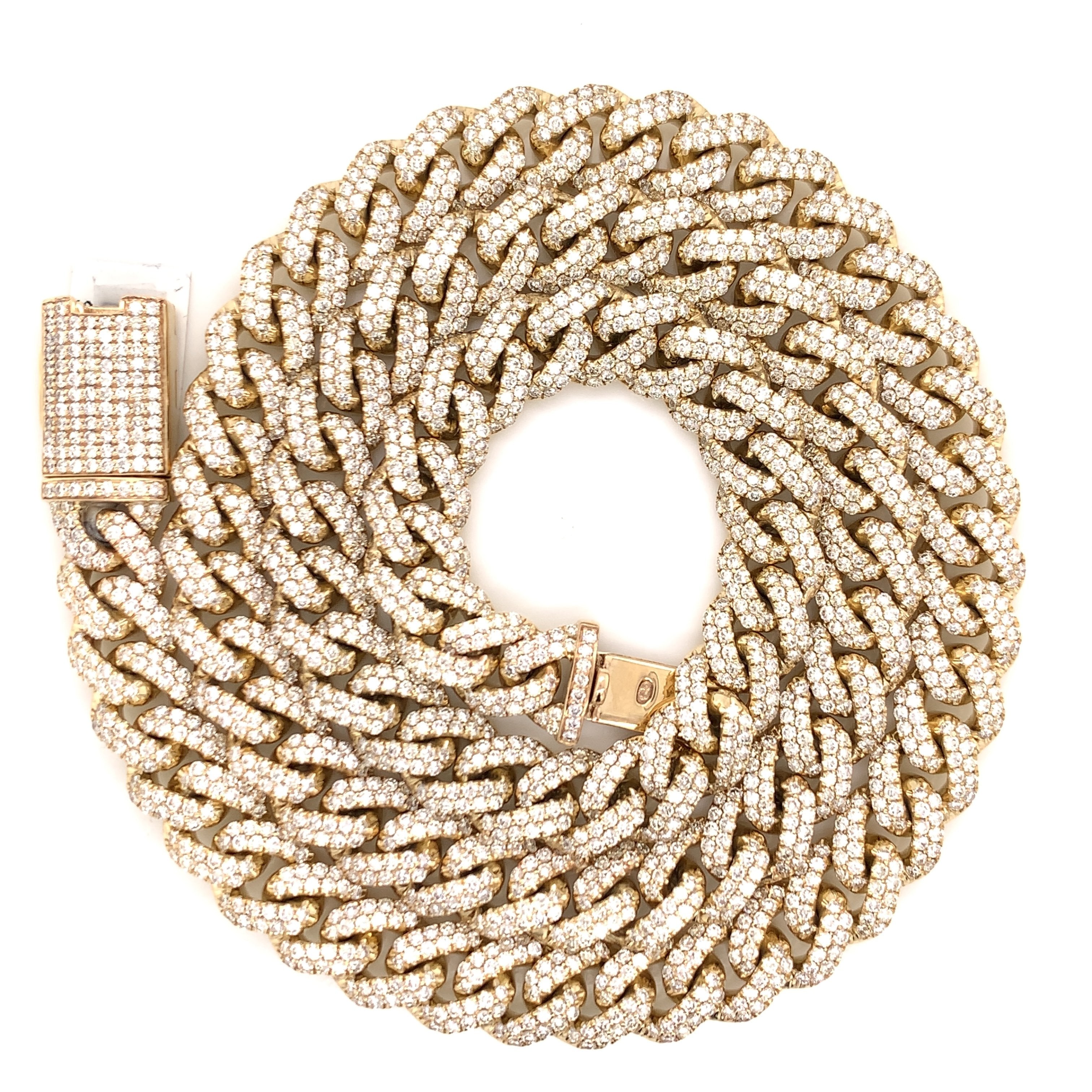 28.00 CT. Diamond Miami Cuban Chain in 10KT Gold - White Carat - USA & Canada