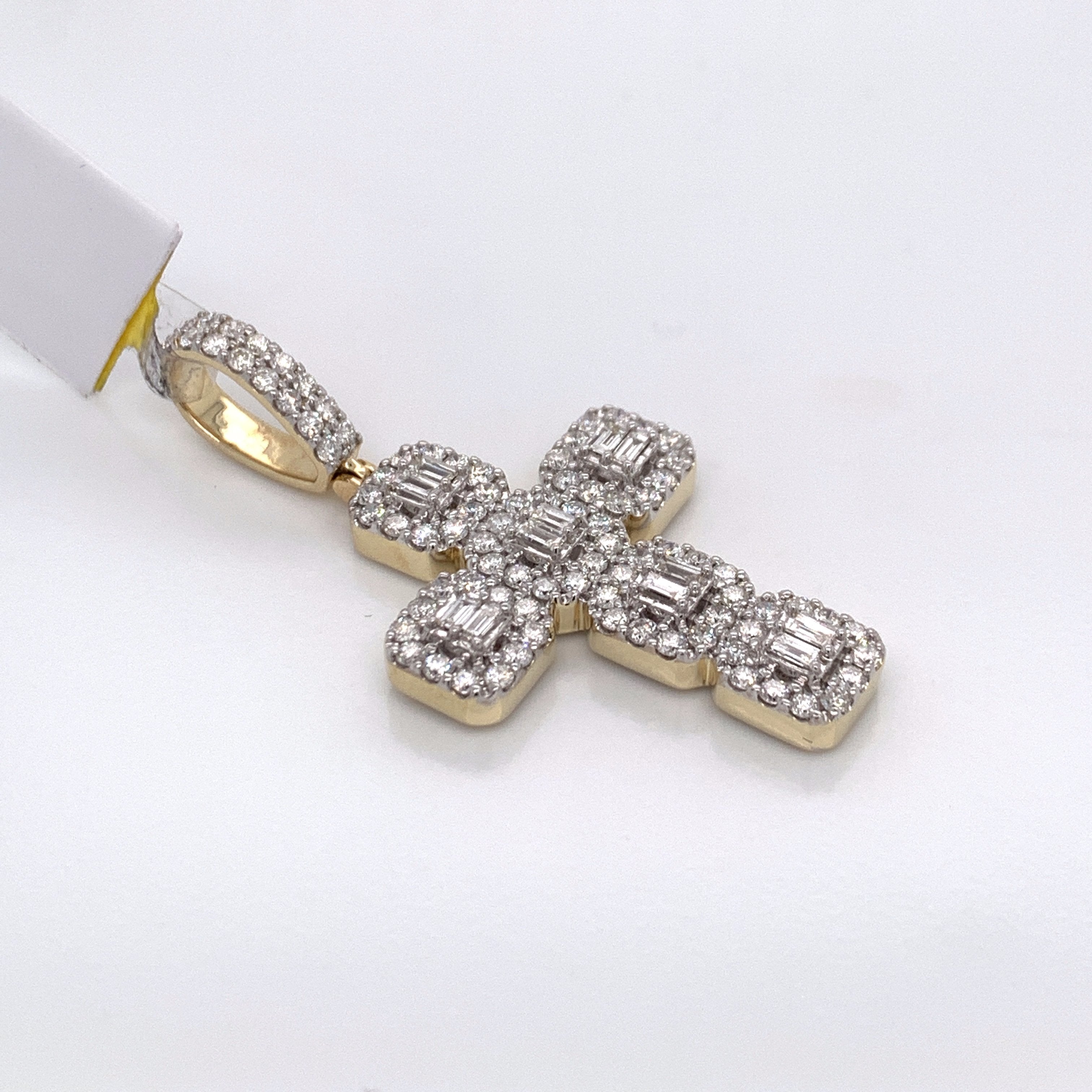 1.74CT Diamond Gold Back Baguette 10K Yellow Gold Pendant - White Carat - USA & Canada