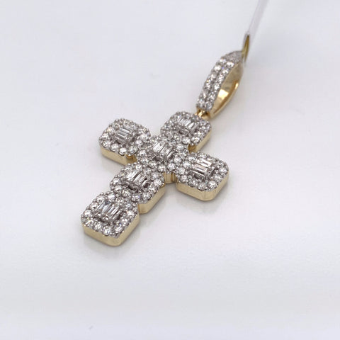 1.74CT Diamond Gold Back Baguette 10K Yellow Gold Pendant - White Carat - USA & Canada