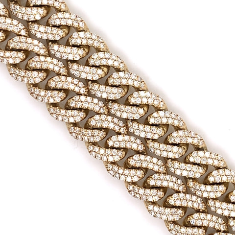 18.00 CT. Diamond Cuban Chain in 10KT Gold - White Carat - USA & Canada