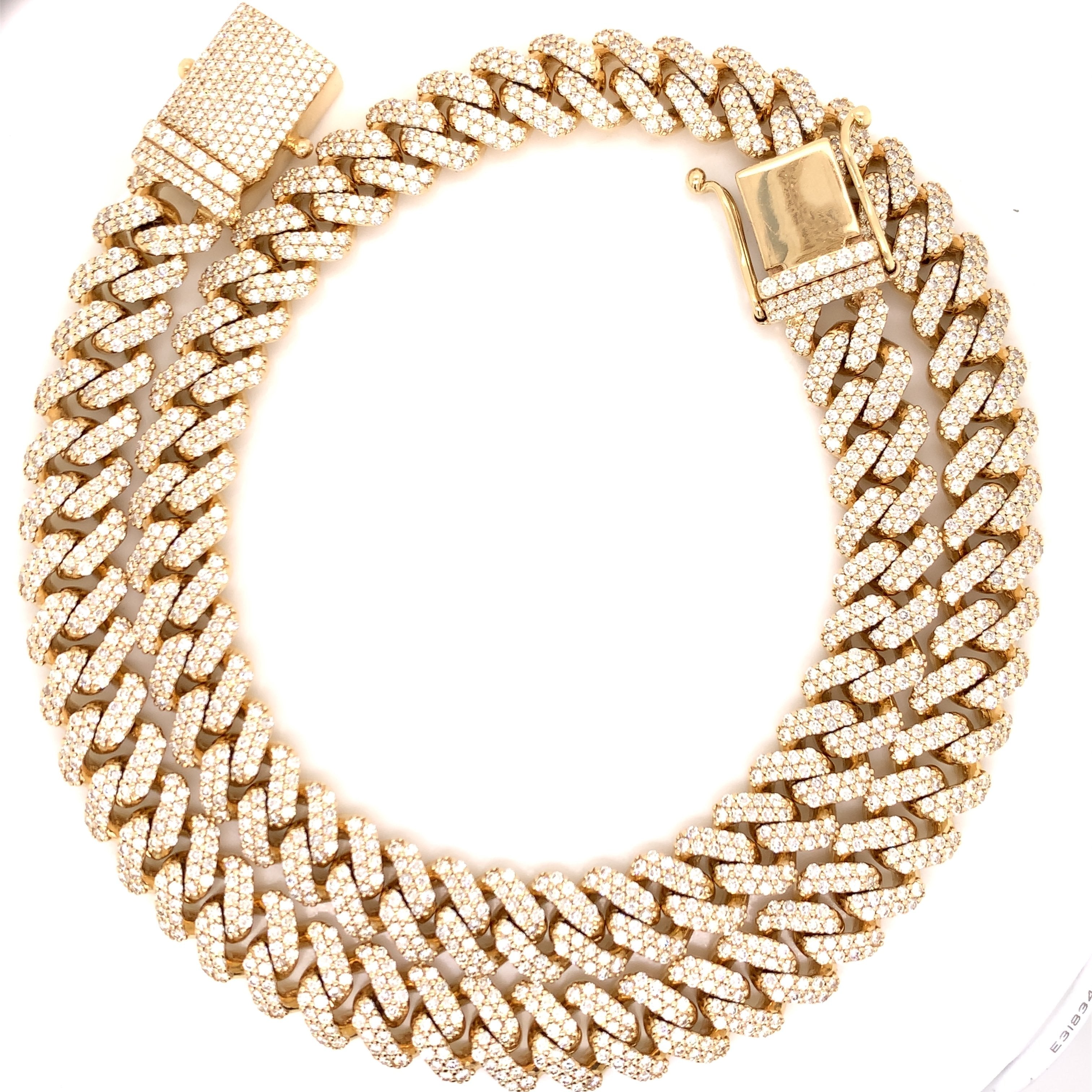 36.00 CT. Diamond Cuban Chain in 14KT Gold - White Carat - USA & Canada