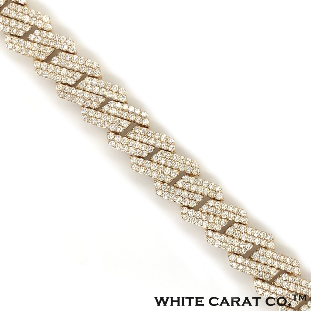 15.00 CT. Diamond Cuban Bracelet in Gold - 13mm - White Carat - USA & Canada
