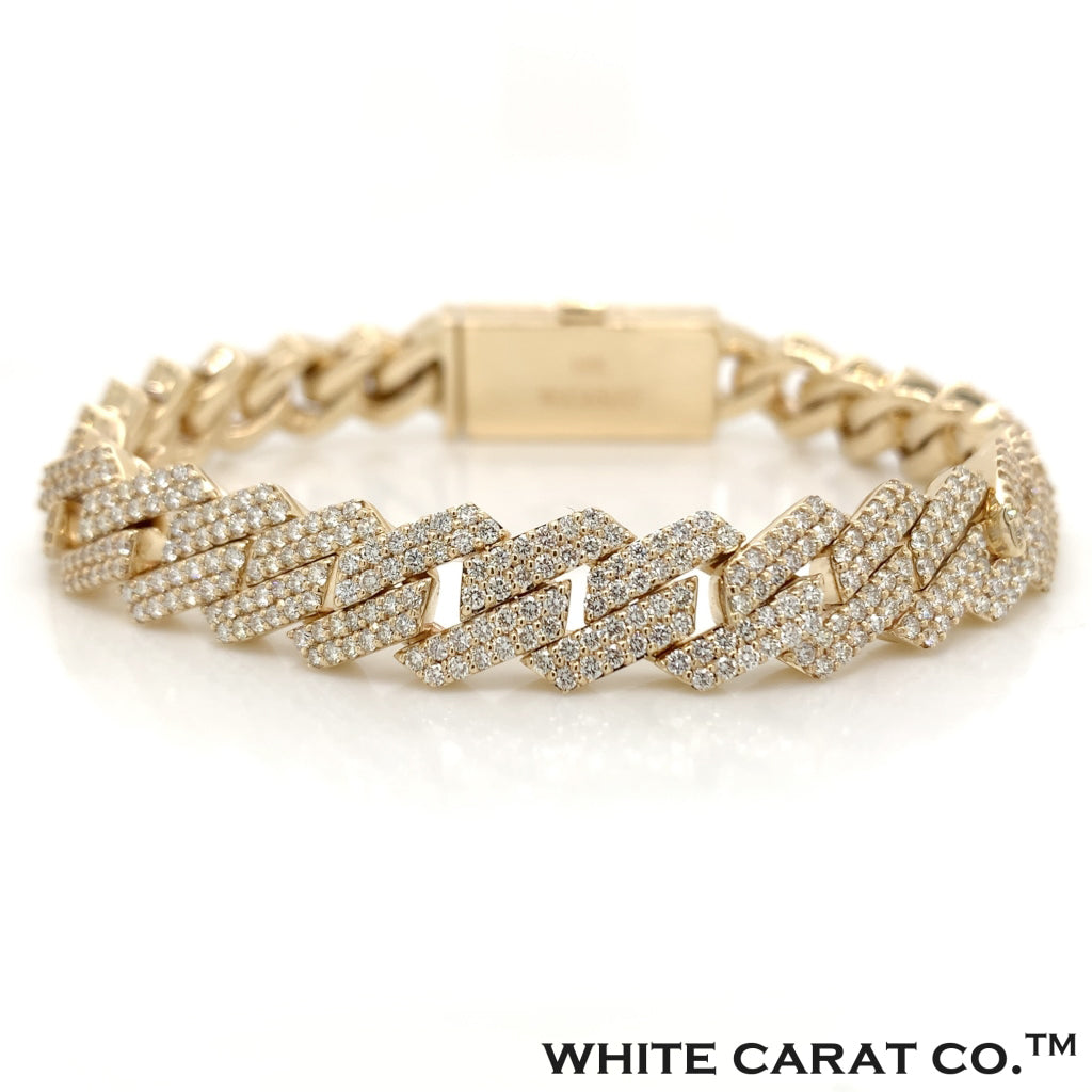 15.00 CT. Diamond Cuban Bracelet in Gold - 13mm - White Carat - USA & Canada