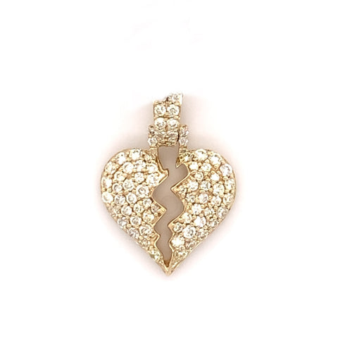 Diamond Broken Heart Pendant 10K - White Carat - USA & Canada