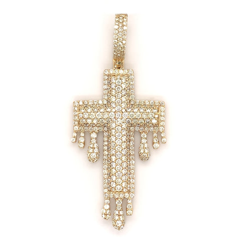 Diamond Drip Cross Pendant 10K - White Carat - USA & Canada