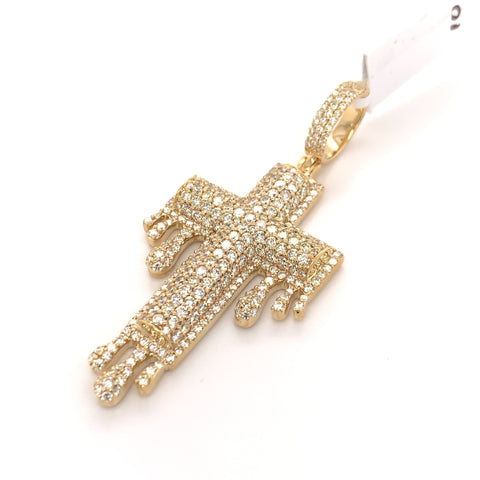 4.25 CT. Diamond Drip Cross Pendant in 10KT Gold - White Carat - USA & Canada