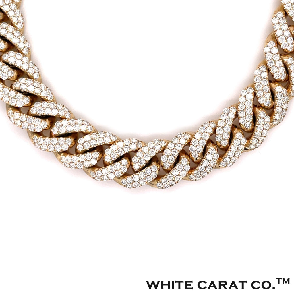 32.00 CT. VVS Diamond Cuban Chain Gold (14.0mm) - White Carat - USA & Canada
