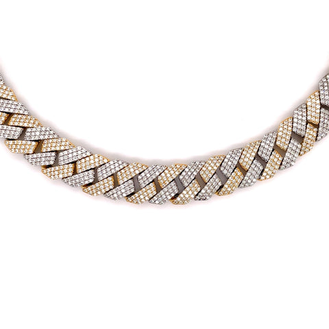 24.00 CT. Diamond Two Tone Cuban Chain in 14KT Gold (12.0mm) - White Carat - USA & Canada