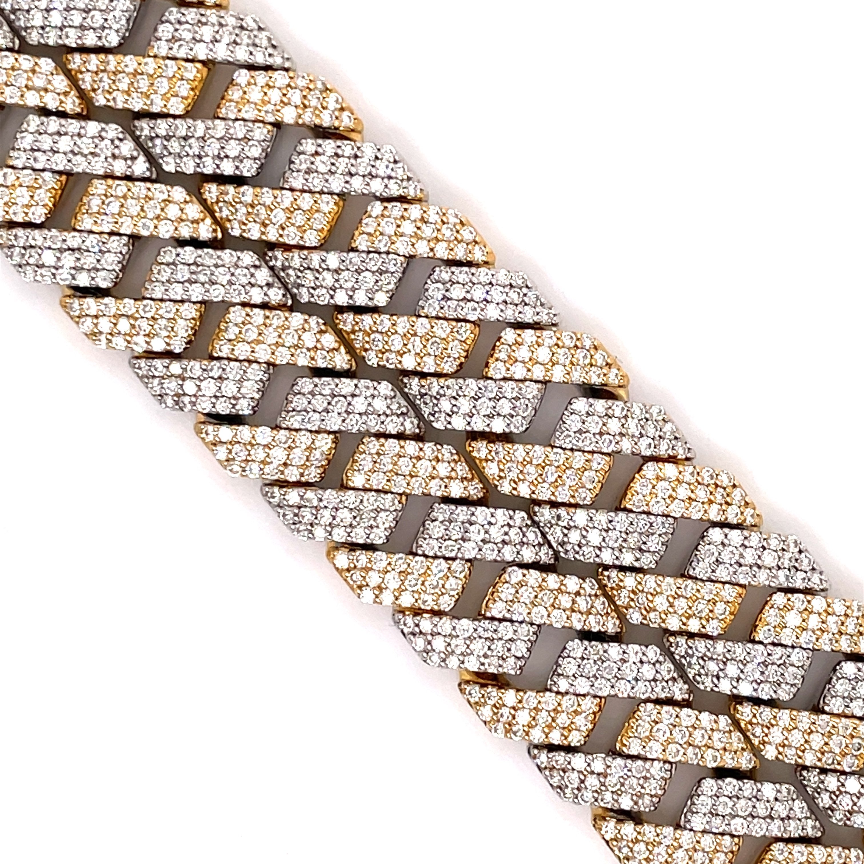 24.00 CT. Diamond Two Tone Cuban Chain in 14KT Gold (12.0mm) - White Carat - USA & Canada