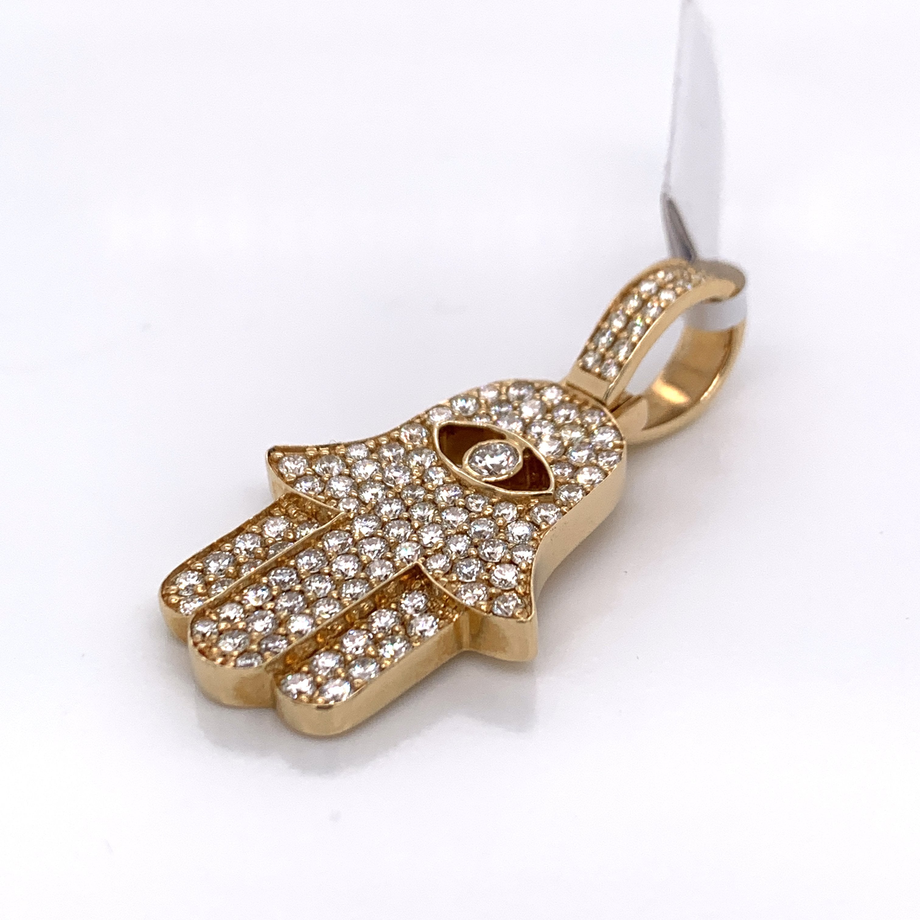 2.50 CT. Diamond Hamsa Solitaire Pendant in 14K Gold - White Carat Diamonds 