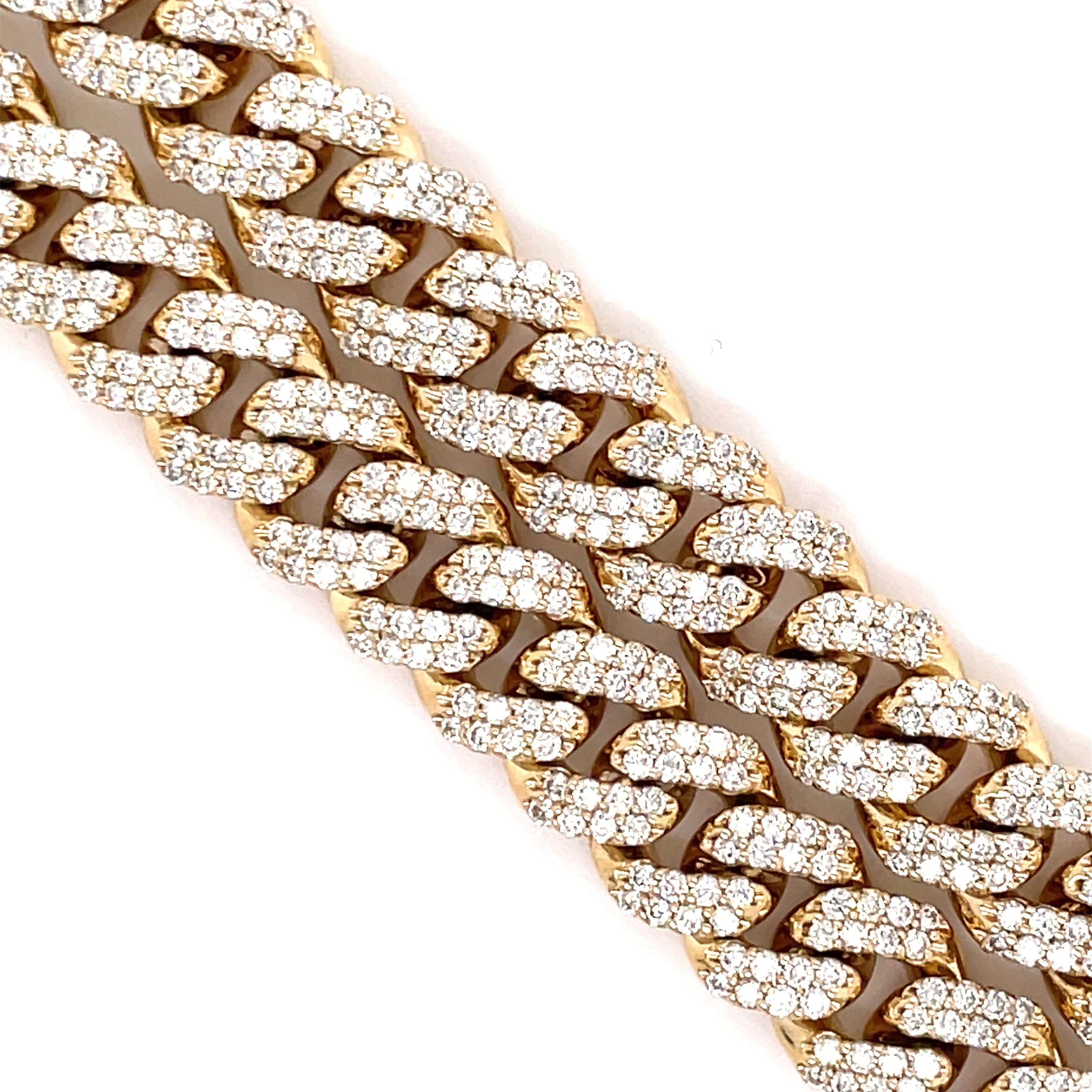 16.00 CT. Diamond Cuban Chain in 10KT Gold (9.5mm) - White Carat - USA & Canada