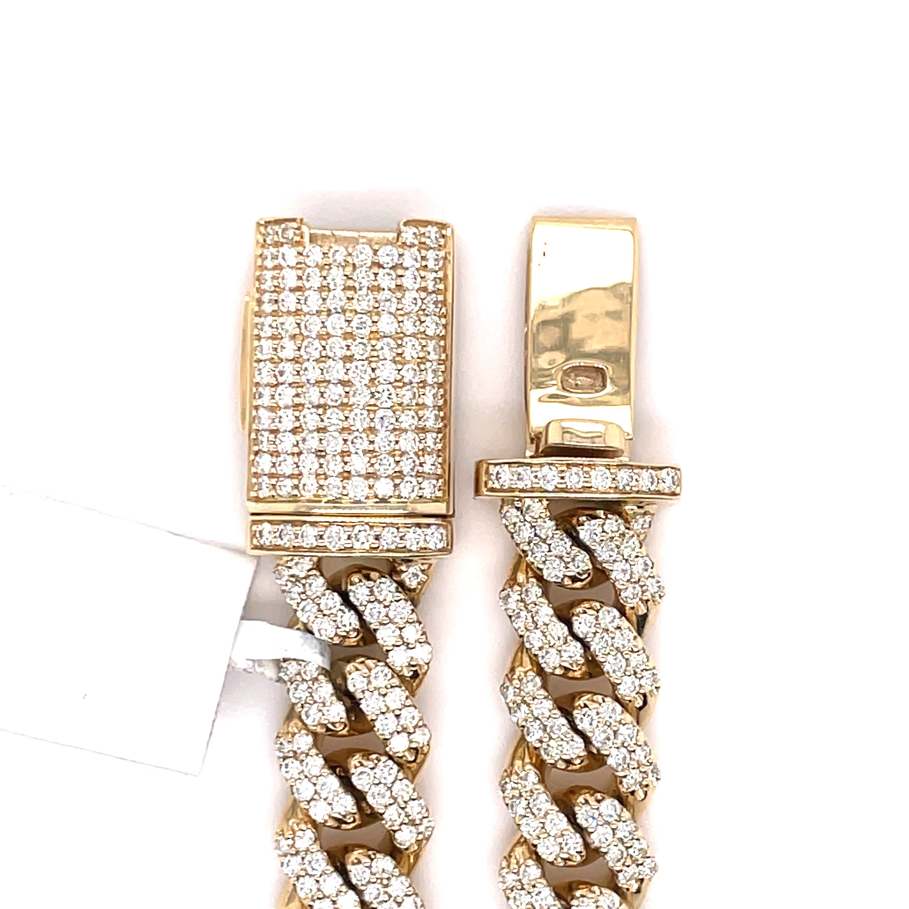 16.00 CT. Diamond Cuban Chain in 10KT Gold (9.5mm) - White Carat - USA & Canada