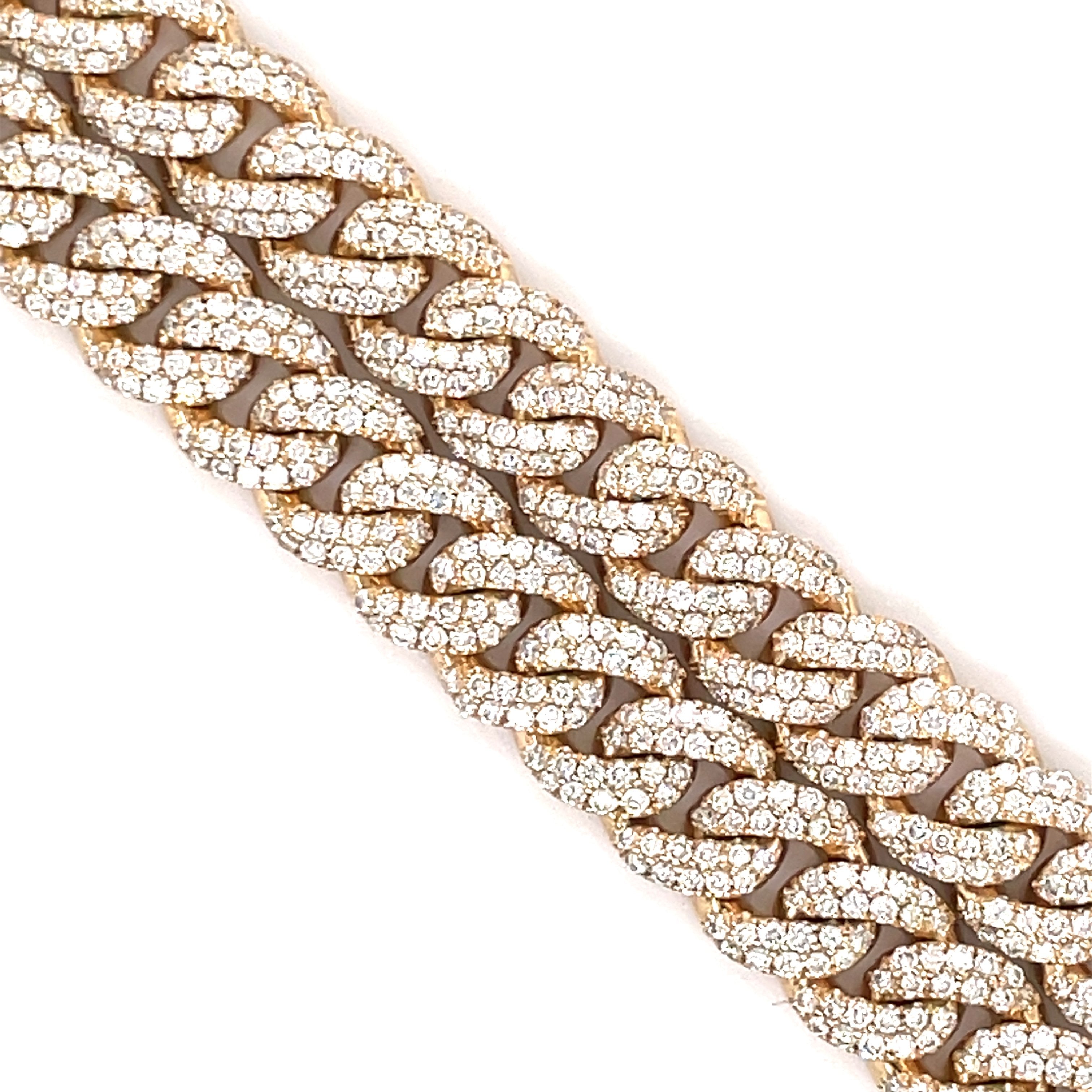 14.00 CT. Diamond Cuban Chain in 18KT Gold (7.5mm) - White Carat - USA & Canada