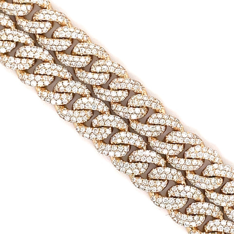 14.00 CT. VVS Diamond Cuban Chain in 18KT Gold (7.5mm) - White Carat - USA & Canada