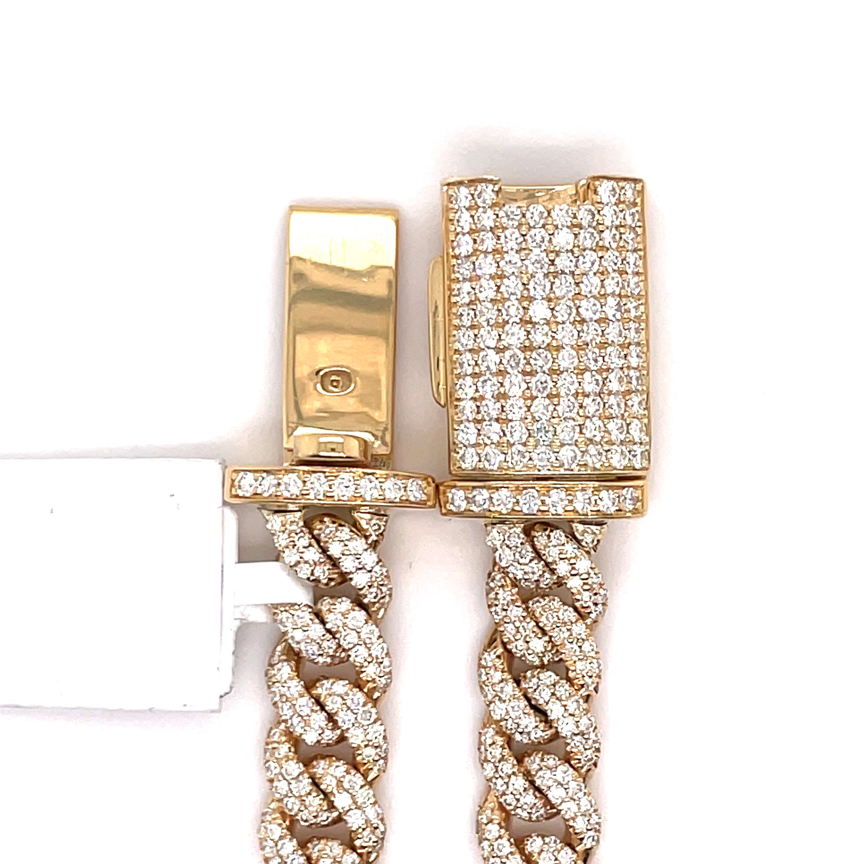 14.00 CT. Diamond Cuban Chain in 18KT Gold (7.5mm) - White Carat - USA & Canada