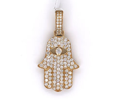 2.50 CT. Diamond Hamsa Solitaire Pendant in 14K Gold - White Carat Diamonds 