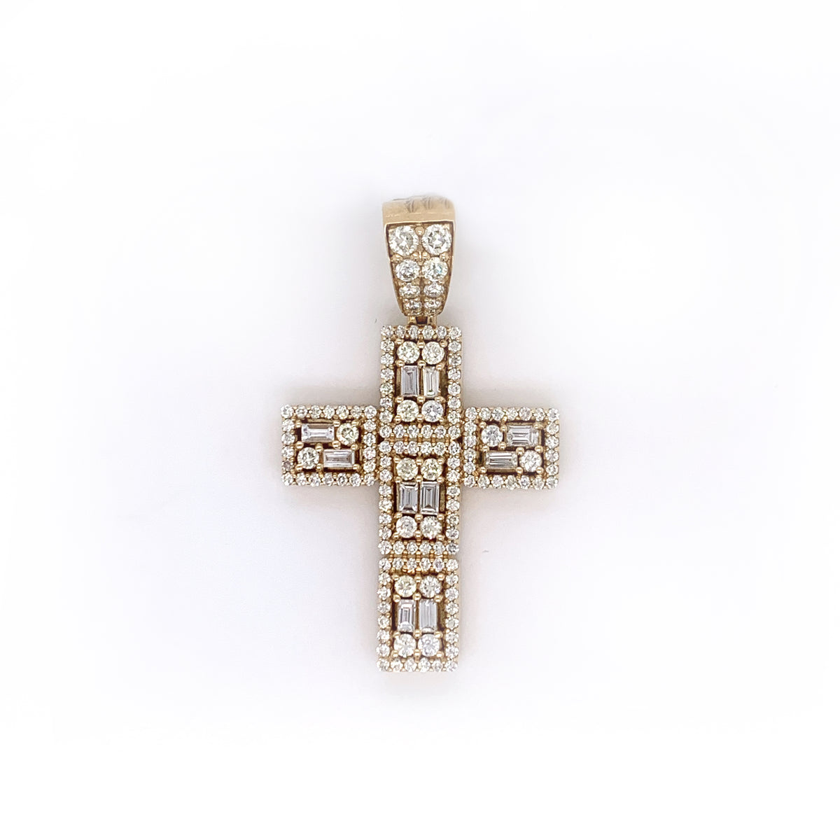 Diamond Baguette Cross Pendant 10K - White Carat - USA & Canada