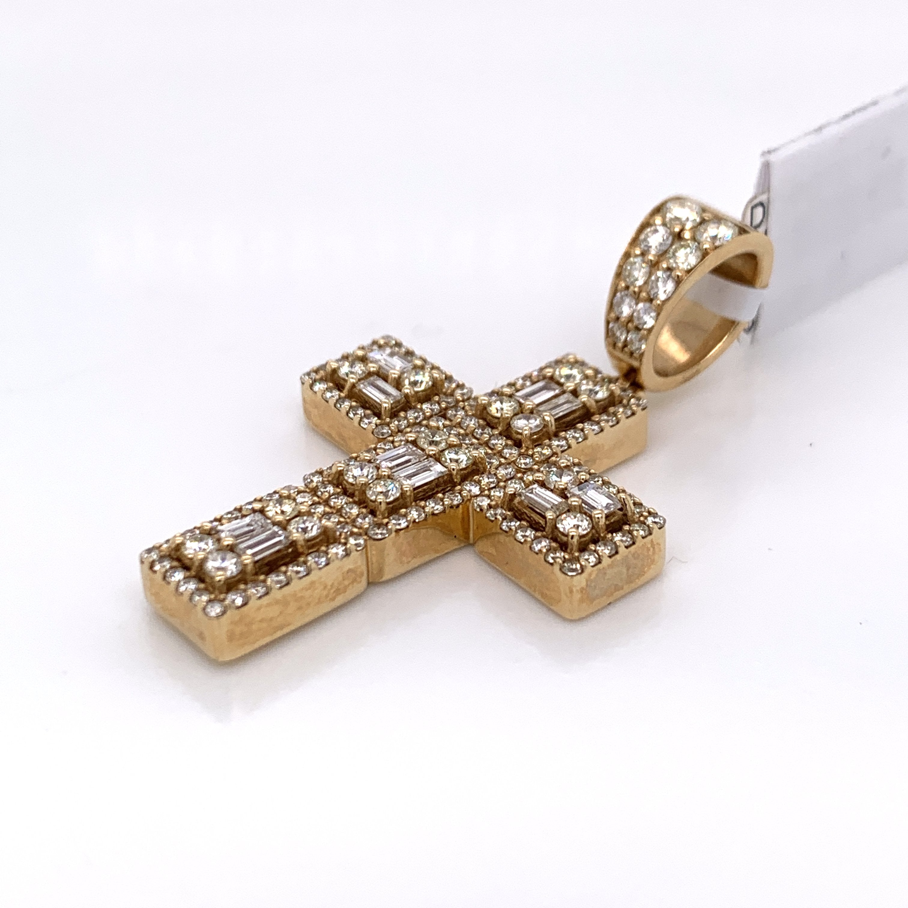 2.50CT Diamond Baguette Cross Pendant in 10K Gold - White Carat Diamonds 