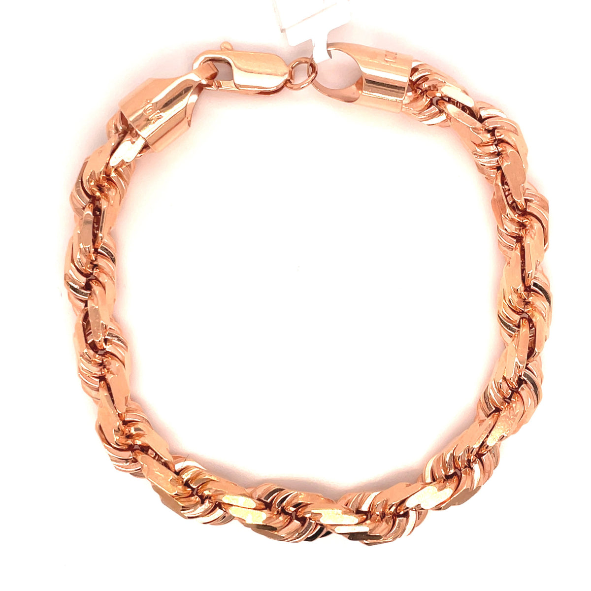 10K Gold Rope Bracelet (Very lightweight) - 7MM - White Carat - USA & Canada