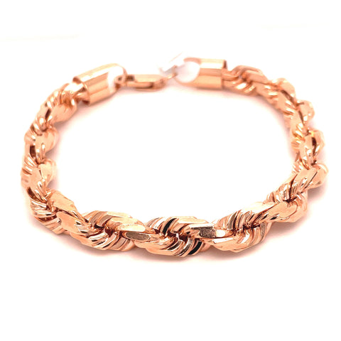 10K Gold Rope Bracelet (Very lightweight) - 7MM - White Carat - USA & Canada