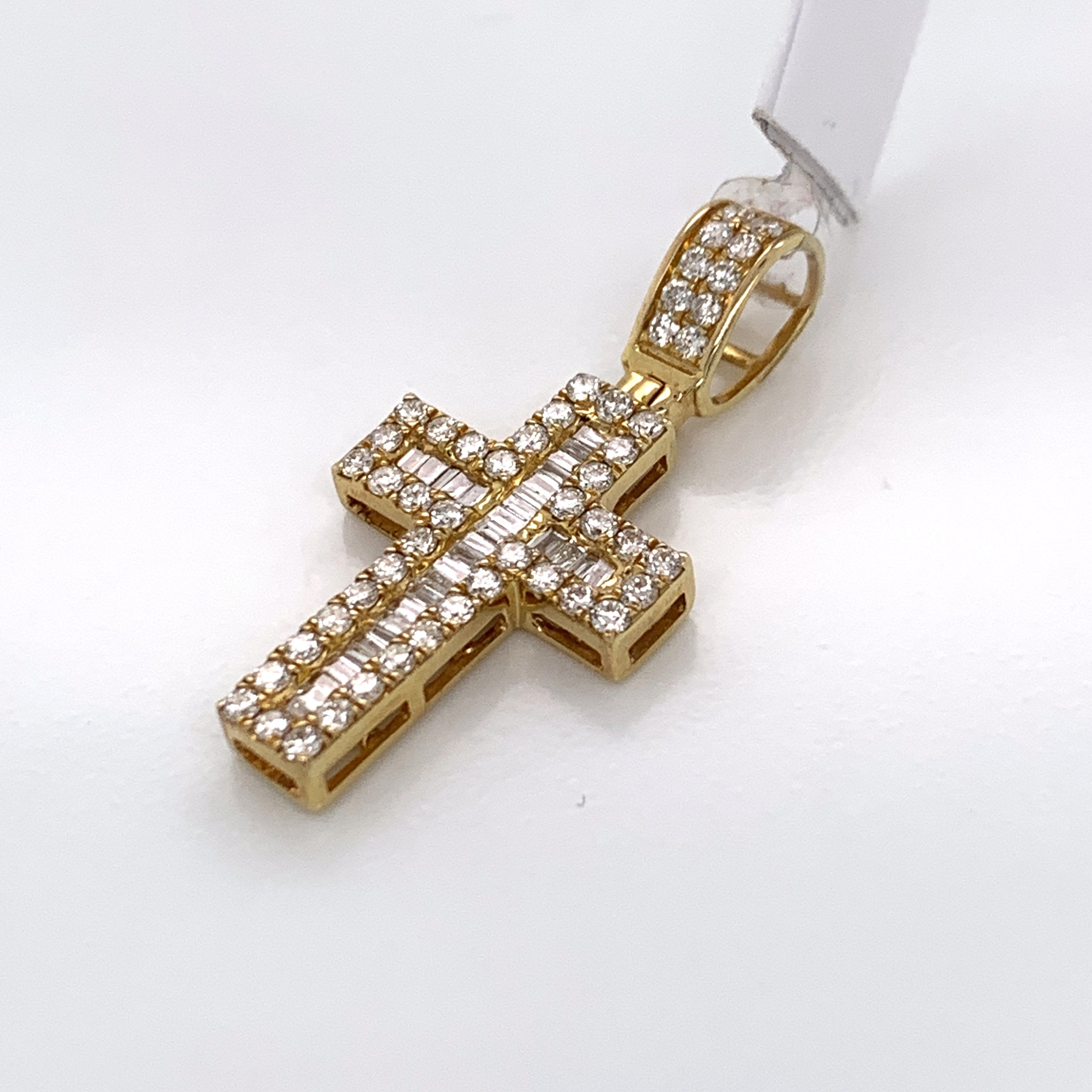 0.90CT Diamond Cross Pendant in 10K Gold - White Carat Diamonds 