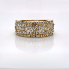 1.33 CT. Diamond Yellow Gold Ring - 5 Row Ring - White Carat - USA & Canada