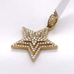2.90CT 3-Layer Diamond Star Pendant in 10K Gold - White Carat Diamonds 