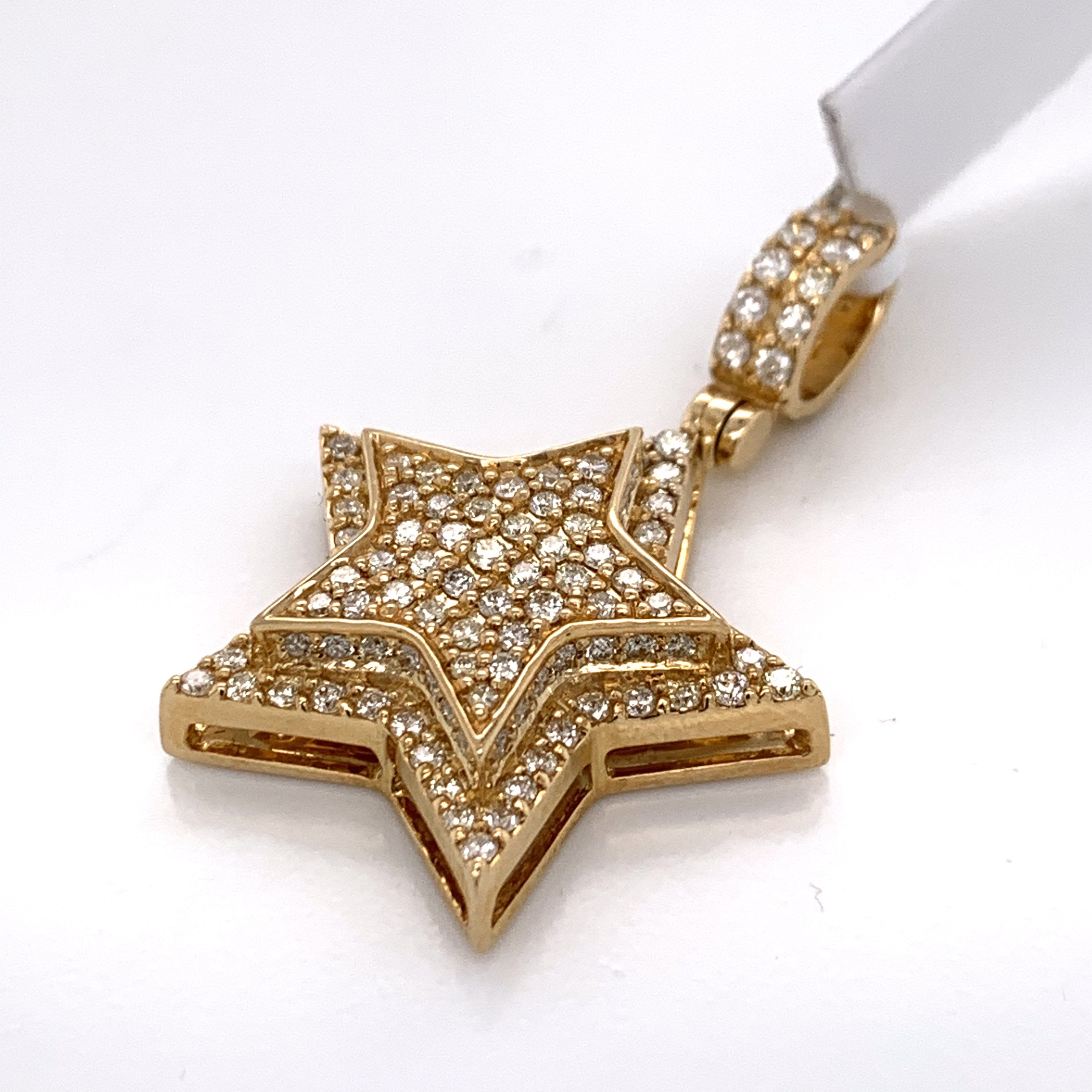 2.20 CT. Diamond Raised Layer Star Pendant in 10K Gold - White Carat Diamonds 
