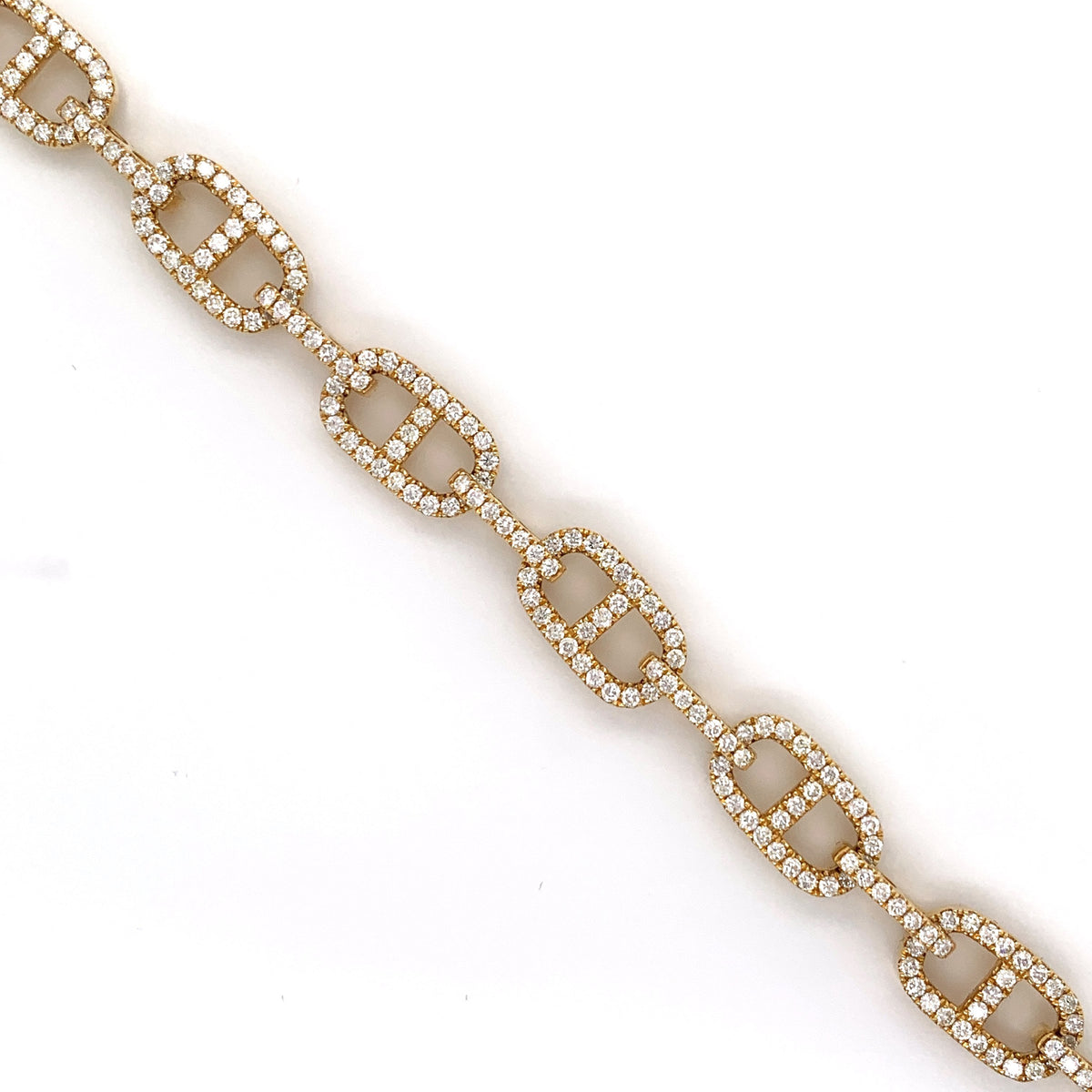5.00CT Diamond Mariner Bracelet in 14K Gold - 10mm - White Carat Diamonds 