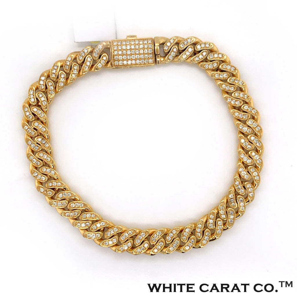 2.87CT Diamond Cuban Bracelet Gold 10K - 9mm - White Carat - USA & Canada