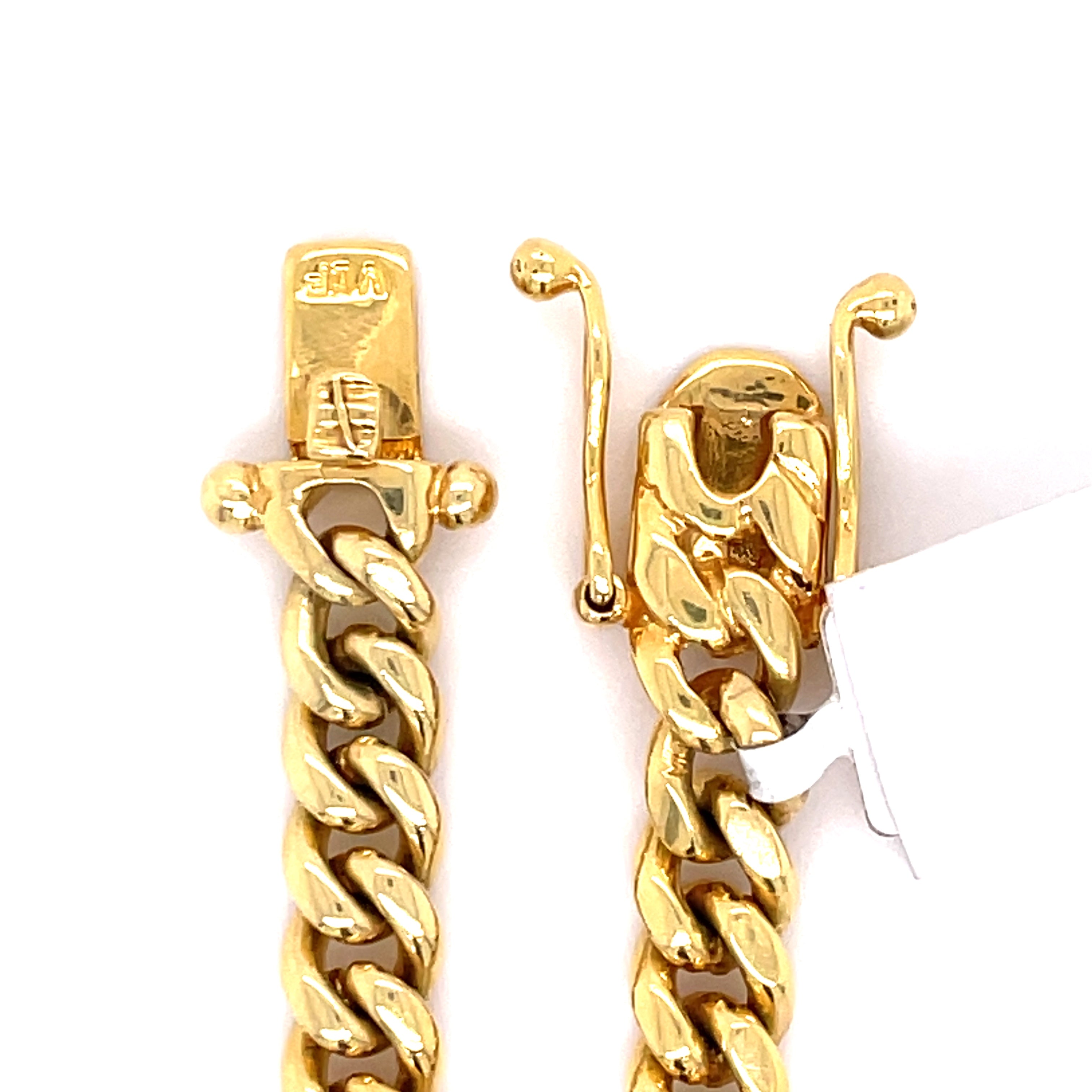 18K Solid Gold Miami Cuban Bracelet -6.5MM - White Carat - USA & Canada