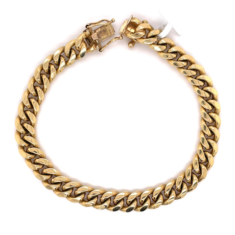 7.5mm Solid Gold Miami Cuban Bracelet 10K - White Carat - USA & Canada