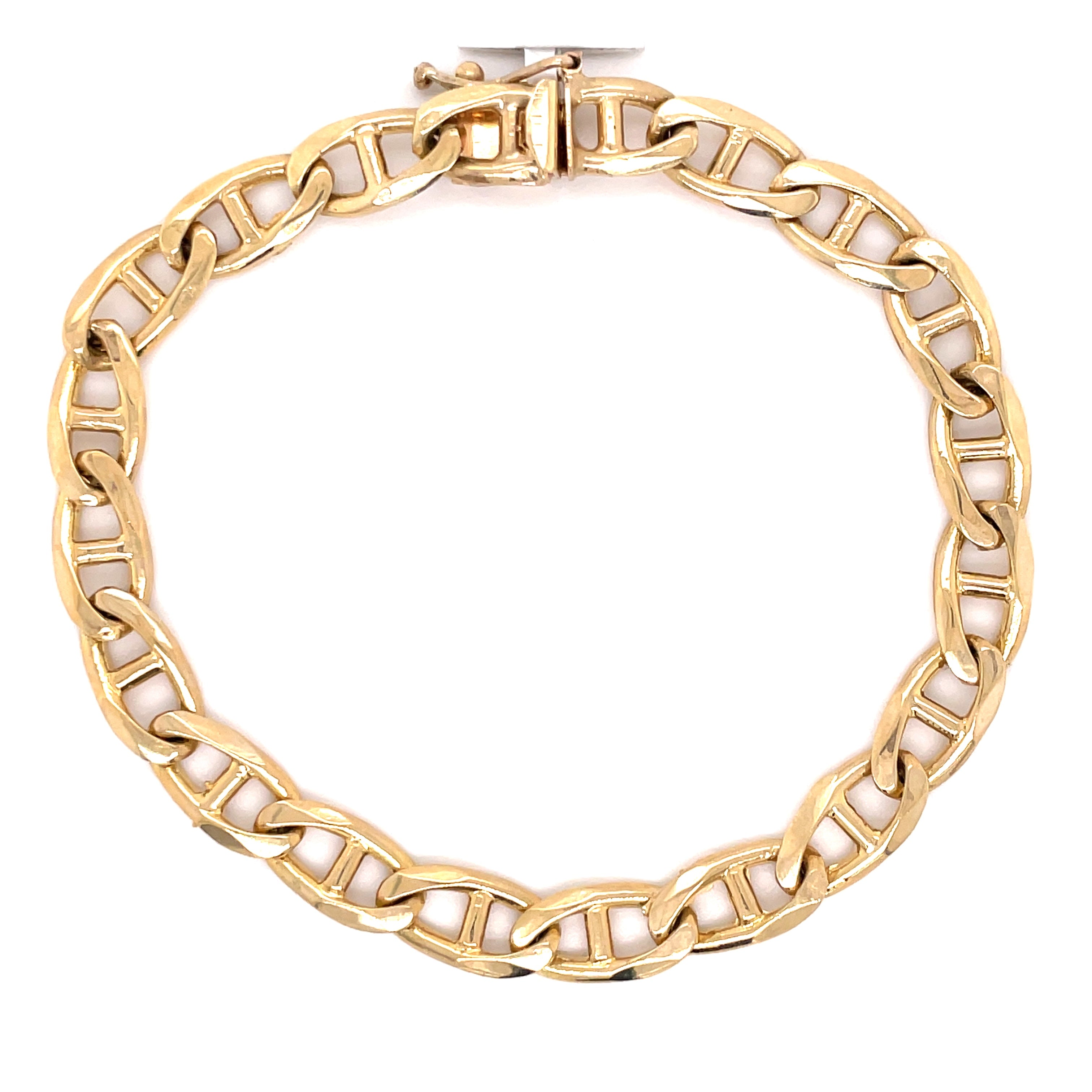 10K Gold Mariner Link Bracelet (Regular)-8.0MM - White Carat - USA & Canada