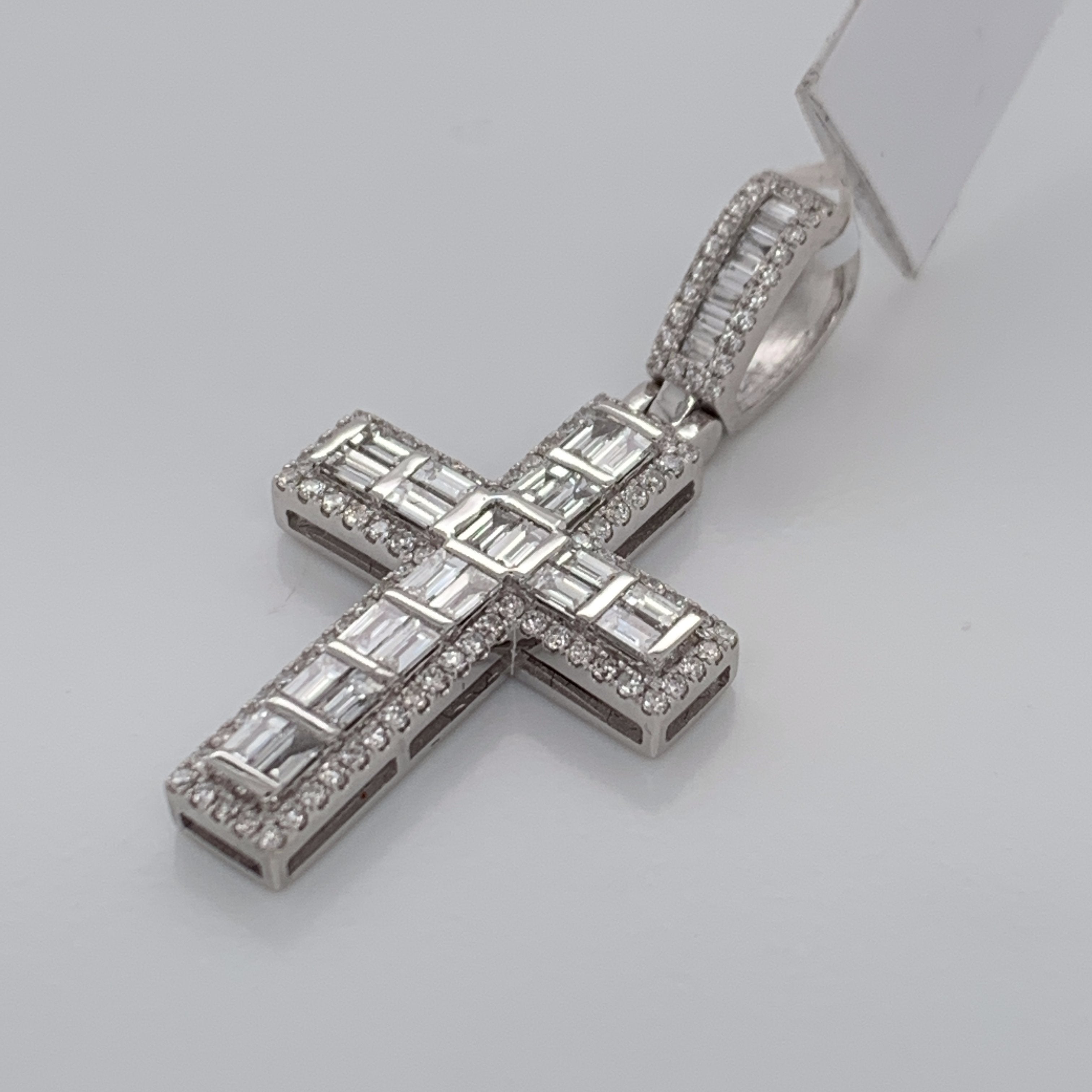 1.14CT Diamond Cross Pendant in 14K White Gold - White Carat Diamonds 