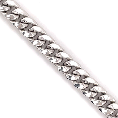 10K White Gold Miami Cuban Bracelet -8.0MM - White Carat - USA & Canada