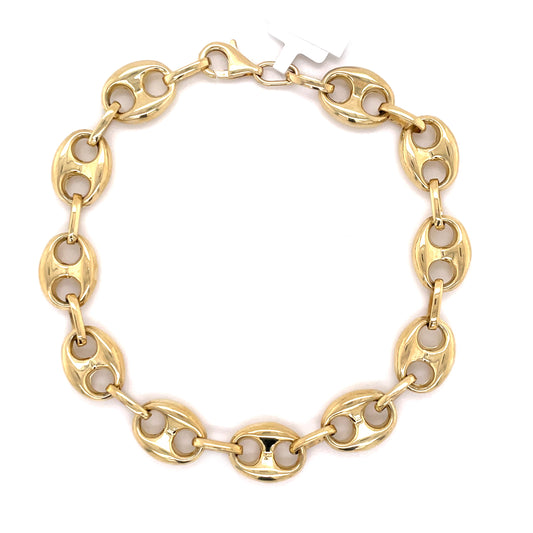 10mm Gold Puffed Mariner Link Bracelet 10K - White Carat - USA & Canada
