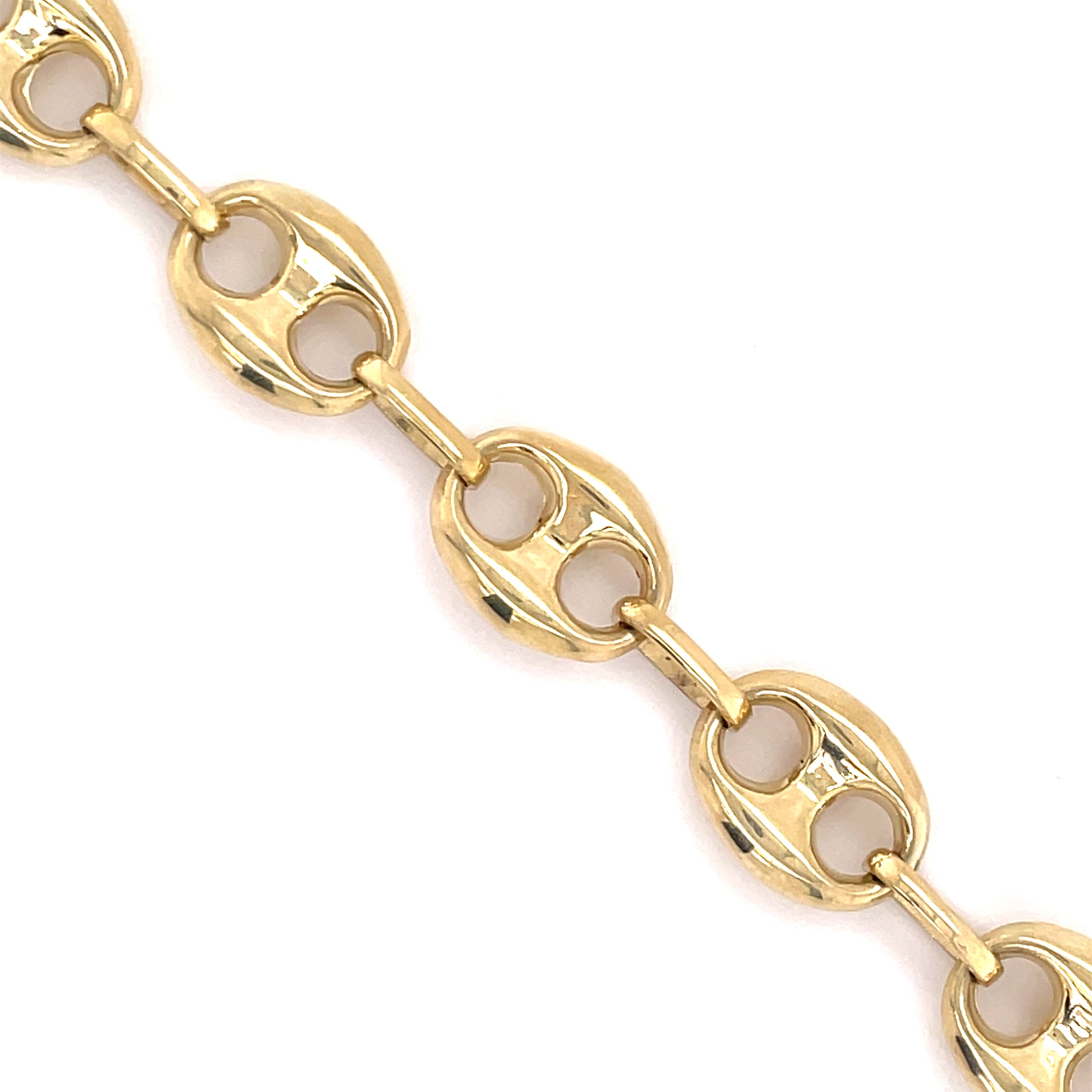 10K Gold Puffed Mariner Link Bracelet (Regular) - 10.0MM - White Carat - USA & Canada