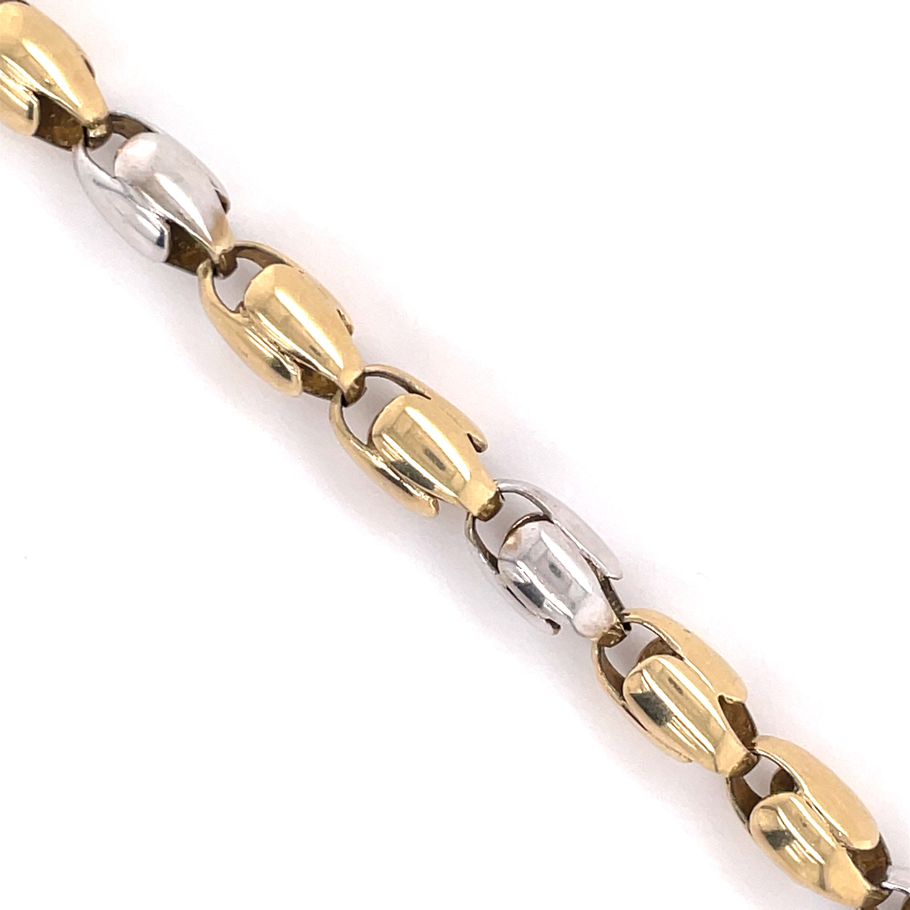 10K Gold Bullet Link Bracelet (Regular) - 7.0MM - White Carat - USA & Canada
