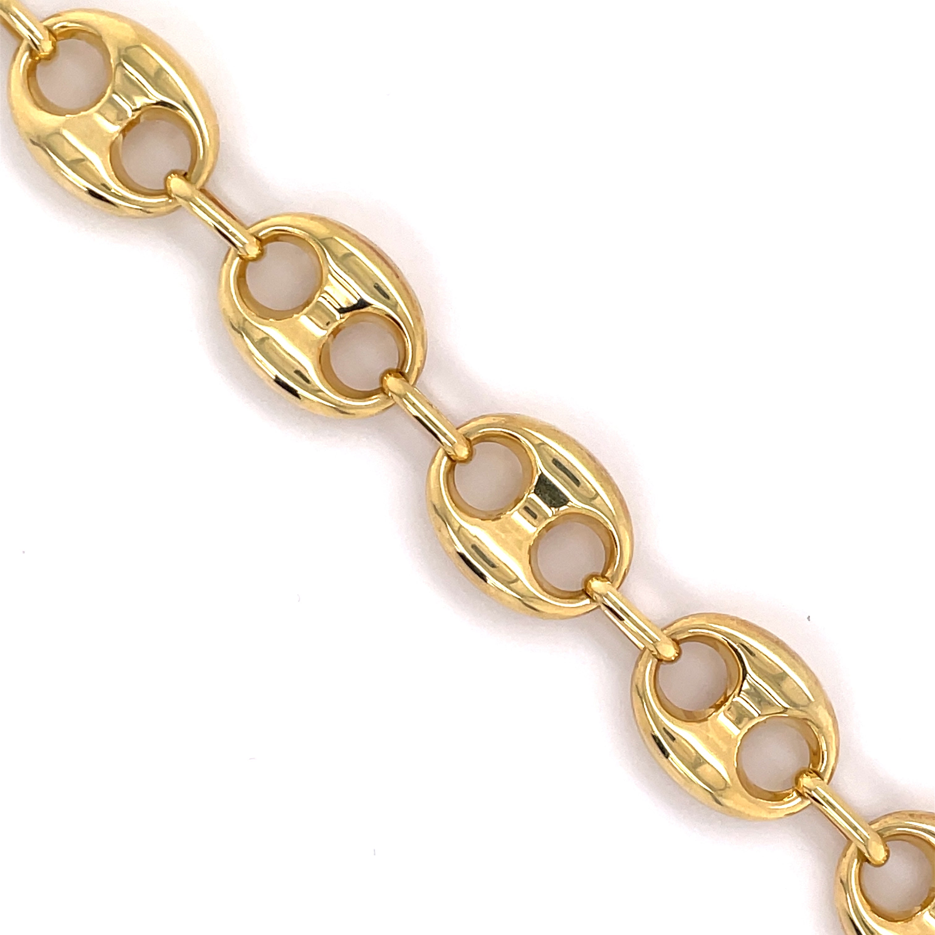 10K Gold Puffed Mariner Link Bracelet (Regular) - 12.0MM - White Carat - USA & Canada